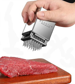 両面 肉たたき ミートテンダライザー ステンレス鋼 肉すじ切り ステーキ ポークチョップ 牛肉用 手動肉筋切り器 | 9cm | 両面