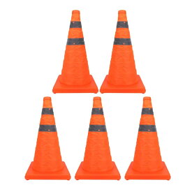 5個セット 三角コーン 省スペース 折畳み 保管 駐車、工事現場 45CM高さ 反射布付き 折り畳み仕様 軽量 持ち運び トレーニング 目印 標識