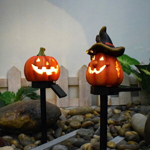 【二本セット】ハロウィン かぼちゃ ハロウィン 屋外 ソーラーライト ガーデニング おしゃれ カボチャ イルミネーション 庭園灯 芝生ランプ 自動点灯 庭 風景 ソーラー充電 電飾 飾りライト