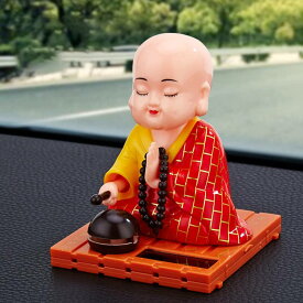 和尚 僧 坊ちゃん 動く小坊主 坊主 置物 木魚を叩く 車内 装飾物 自動的に手を振る ソーラー式 インテリア 玄関 まねきねこ 置物 商売繁盛 おしゃれ 新築祝い 開店祝い プレゼント ギフト