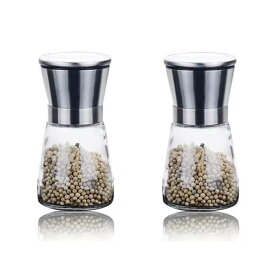 2本セット 100ml ペッパーミル 胡椒ミル 手動スパイスミル 操作簡単 調味用グラインダー 塩 コショウ入れ 胡椒 コショウ 岩塩器具 塩 キッチンペッパーミル