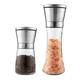 2本セット ペッパーミル 胡椒ミル 手動スパイスミル 操作簡単 調味用グラインダー 塩 コショウ入れ 胡椒 コショウ 岩塩器具 塩 キッチンペッパーミル