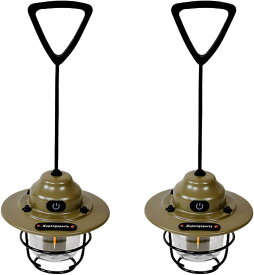 キャンプランタン 充電式 2個入り LEDランタン 高輝度 防水防塵 IPX4 無段階調光 4色モード（暖色/白色/呼吸灯） 超軽量140g USB-C充電 防災 アウトドア 登山 テント 非常用ライト アーミーグリーン カーキ ブラック