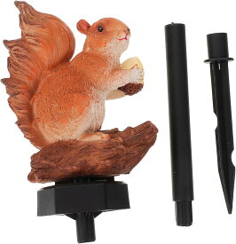 ソーラーライト付きリス像 風景ライトパイル ソーラーパワーガーデンステークパティオランプ 太陽光で簡単に設置可能 ガーデン屋外芝生プラグインランプ幼稚園公園風景ランプLED （パンダ リス サボテン カエル）