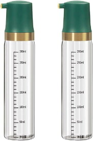 家庭用調味料ボトル エアオイルコントロールボトル ガラス調味料瓶 オイルボトル 醤油瓶 酢瓶 330ml*2（濃い緑色）オイルボトル ガラス 家庭用 オイルボトル キッチン