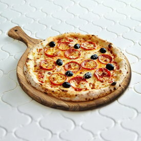 アカシア 木製ラウンドまな板 ハンドル付き 16インチ x 12インチ ラウンドピザパドル 、カッティングサービングボード ホームベーキング チーズ フルーツ 野菜 パン シャルキュトリー用