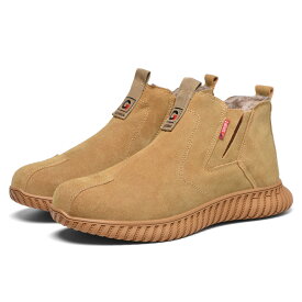 安全靴 ハイカット ブーツ 冬用 ボア付き 裏起毛 防寒 メンズ つま先保護 芯入り 作業靴 あったか おしゃれ 耐熱 防滑 踏み抜き防止 工事 建築 冬用ベルベット暖かい溶接靴、耐衝撃性と耐パンク性を備えた安全作業用保護靴