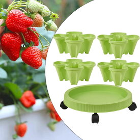 ストロベリープランター、植物塔,積み重ね可能なストロベリープランタープラントタワー | 取り外し可能なトレイとホイールを備えた植木鉢、ガーデニング用品ストロベリーフラワー野菜のための植栽ツール