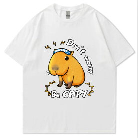 カビバラ　ユニセックス カビバラtシャツ 半袖 スリム アニマル 3dプリント 面白いtシャツ カジュアル　綿100　カートゥーン 5色