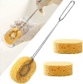 ボトルブラシ 取り外せるスポンジ 交換スポンジ付き スポンジブラシ 水筒洗い スポンジボトルブラシ スリムボトル対応 ポット洗い コップ洗いブラシ ロングハンドル 取替え用 スポンジ3個入 ガラス ホーロー ボトルの底や角もスッキリ 死角なし