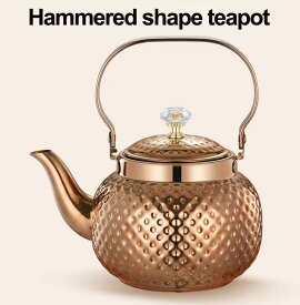 ティーセパレーター付きの槌目形状の小さなティーケトル、醸造ルーズティーティーポット、ダイヤモンドPPトップビーズ付きのポータブルケトル、ステンレススチール製コンロケトル、1.6L