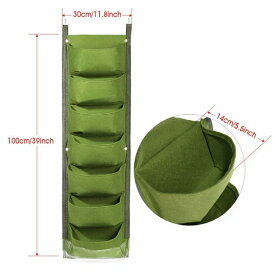 【2枚入り】ハンギングプランターバッグ、2パック 7ポケット ハンギング垂直壁プランター 植栽栽栽栽培バッグ 屋外 屋内 ガーデニング 垂直 緑化フラワーコンテナ、植栽バッグ 収納バッグ