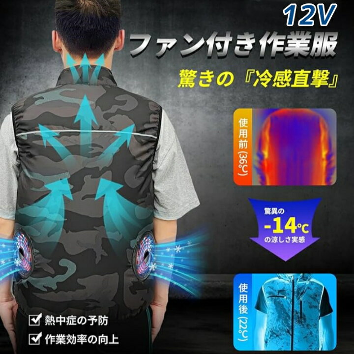 楽天市場】ファン付き作業服 ベスト M-4XL USB給電 送風作業服 冷感 