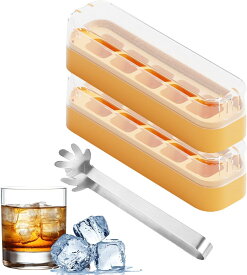 2個製氷皿 製氷器 ふた付き +2個アイスクリップ付き 製氷ケース 5 グリッド 製氷ケース 可愛いアイストレー ミニアイスクリーム製氷機 小型 四隅型 冷凍 キッチン用品 携帯便利 取り出しやすい 保存容器