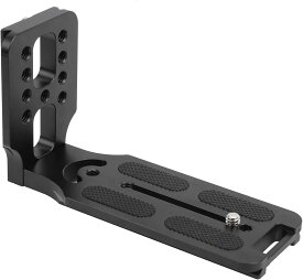 カメラLブラケットクイックリリースプレート アルミニウム合金垂直撮影QRプレートブラックカメラL字型ブラケット 三脚 スタビライザーに対応 1/4インチネジ穴と1/4インチネジ付き