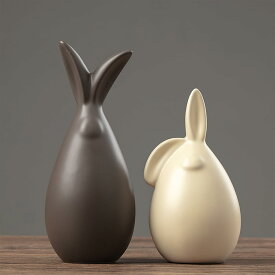 セラミックバニーラビット像 彫刻 動物 アート 磁器 置物 ホームデコレーション リビングルーム ブックシェルフ カービネット デスクトップ オーナメント