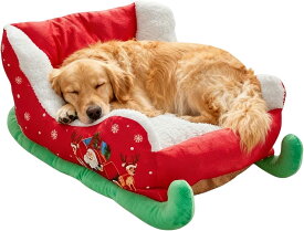 クリスマス ペット ベッド プラッシュ クリスマス ソリ ペット クッション 子犬 用 スリーピング ネスト 室内用 家庭用 寝室用 屋外リビングルーム用 冬用 バルコニー用 集会用