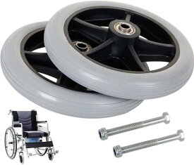 6インチ車椅子の前輪、回転ゴムキャスター、ベアリング付き車椅子アクセサリー、電動/標準車椅子交換用ソリッドタイヤ - 2枚
