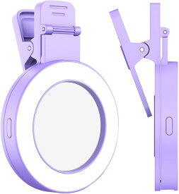 タイプC充電 携帯電話用セルフィーライト、携帯電話用クリップオンリングライト, クリップオン 180 度回転可能な自撮りライト, ビデオ会議、ビデオブログ用のセルフィーミラー付きポータブルセルフィーライト