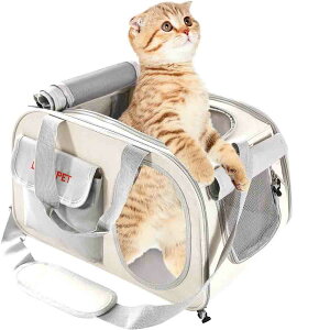 ペットチャリーバッグ 猫キャリーバッグ 中大型猫用 小型犬用 兎用 折りたたみ コンパクト収納 マットつき メッシュ窓 カーテン付き 変形しない 臭気がない 引っ掻き傷に強い 軽量 ペット