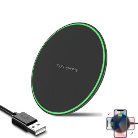 【2024超薄型】ワイヤレス充電器 Qi認証 無線充電器 最大15W出力 USB Type-Cポート 急速充電パッド 軽量 置くだけ充電 i-Phone15/14/13/12 シリーズ/Xs/AirPods2/AirPods Pro 他のQi対応の機種