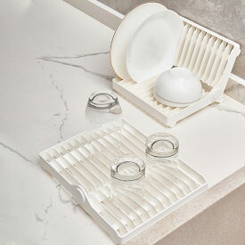 【マラソン限定 クーポン発行中】水切りラック 食器 水切り 食器皿の水切り台 排水トレイ キッチン水切り ラック 食器 乾燥 ラック 食器 トレー プラスチックの茶器 果物棚 茶卓のコップ 水気が滴り落ちる ディッシュラック ホワイト