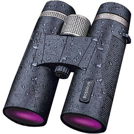 【時間限定！ ポイント10倍！】望遠鏡 双眼鏡 10倍42x12 HD高倍率 42mm口径【視覚体験へのこだわり】防振 Bak4搭載 FMC 本格的 高透過率 ライブ/コンサート/野鳥観賞/オーペア/観劇/スポーツ観戦/天体観測/登山など適用 酔いにくい 大口径 広角 IP67防水 ブラック