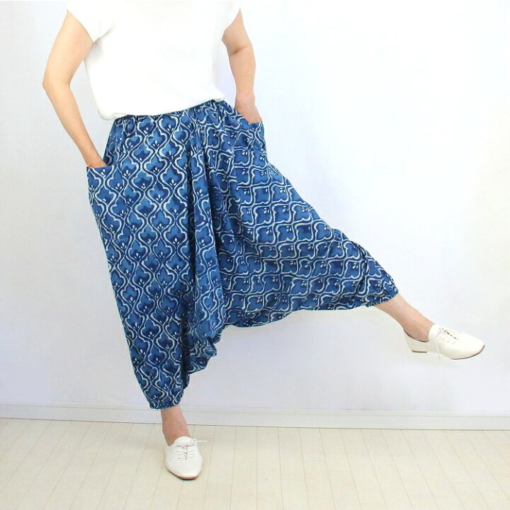 楽天市場】【メール便送料無料】インド綿 サルエルパンツ ブロック  