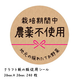 栽培期間中 農薬不使用 クラフトシール 栽培期間中 農薬不使用 地元の採れたてお野菜 240枚