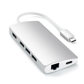 Satechi V2 マルチ USB-C ハブ 8-in-1 (シルバー) 4K HDMI(60Hz), イーサネット, USBC PD充電, SDカードリーダー, USB3.0ポートx3