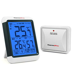 ThermoProサーモプロ 湿度計 温湿度計ワイヤレス 室外 室内温度計 最高最低温湿度値表示 高精度 LCD大液晶画面 バックライト機能付き