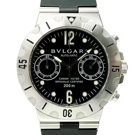 ブルガリ BVLGARI ディアゴノ スクーバ クロノグラフ SCB38S 腕時計 SS 自動巻き ブラック メンズ 【中古】