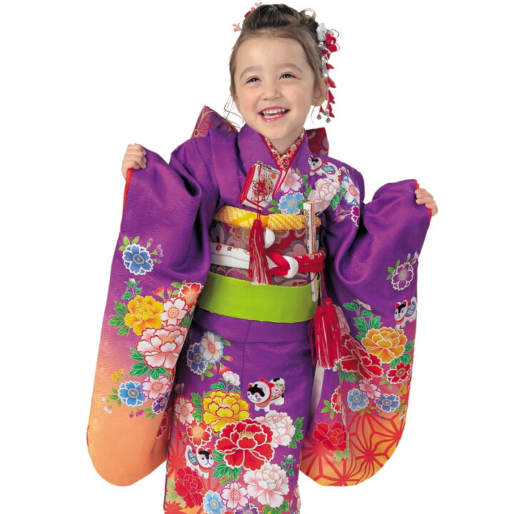 楽天市場】R・K 3歳きもの(三つ身)セット 桜 牡丹 菊 紫 対応身長95cm 