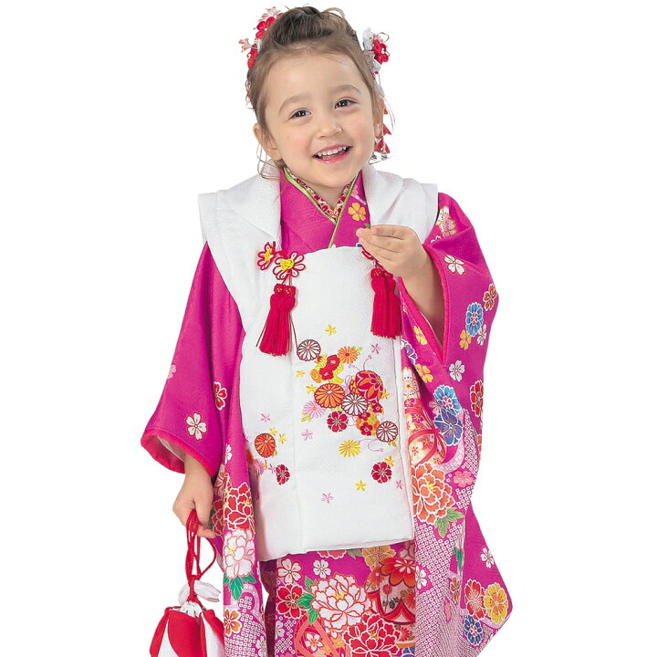 楽天市場】R・K 3歳 女児 被布セット 鞠 桜 牡丹 赤紫 対応身長95cm 
