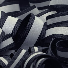 SIC 再帰反射プリントテープ（ニットテープ） 12mm シルバー＆ブラック 1メートル 服飾 手芸 SHINDO