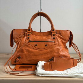 【中古】 BALENCIAGA バレンシアガ The City 2way ショルダー ハンド バッグ オレンジ