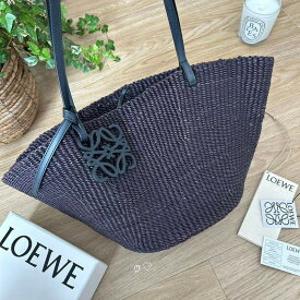 【中古】 LOEWE ロエベ シェルバスケットバッグ カゴトート アナグラムチャーム付