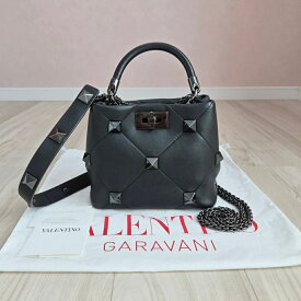 【中古】 VALENTINO GARAVANI ローマンスタッズ ラムナッパレザー スモール ハンドバッグ ROMANSTUD