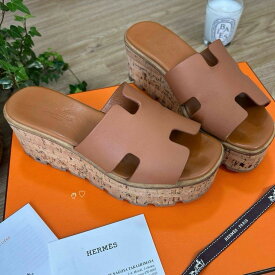 【中古】 HERMES エルメス エズ ウェッジソールサンダル 36 ナチュラル