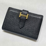 【中古】HERMES エルメス ベアン カードケース ノワール Y刻印 ゴールド金具