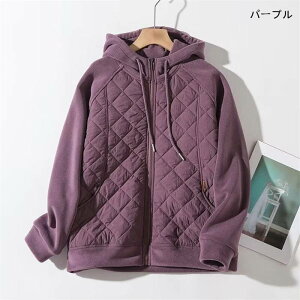 コート ジャケット レディース 新作 フード付き パーカー 綿 キルティングジャケット 長袖 無地 厚手 トップス デザイン感 アウター 前開き ファスナー 紐 羽織り 秋 冬 ゆったり 体型カバー