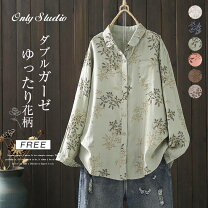 楽天市場】ダブルガーゼ（柄プリント）（トップス｜レディース 