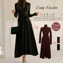 楽天市場】ハイネックプリーツワンピの通販