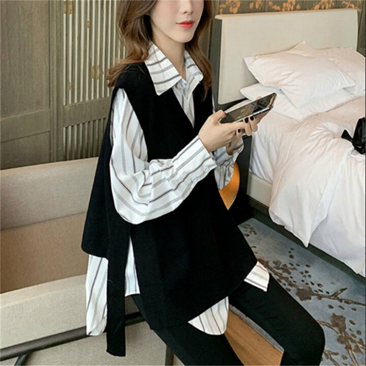楽天市場】ベスト+シャツ2点セット シャツ ロングシャツ ベスト ジレ 