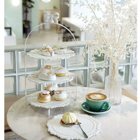 ディスプレイスタンド ハイティースタンド ケーキ屋の写真道具　スイーツラック　お洒落 可愛い 3段 株式会社S＆L シャイニングリボン＆レース