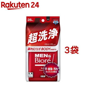 メンズビオレ ボディシート 超洗浄タイプ(28枚入*3袋セット)【メンズビオレ】[メンズ 男性用 顔 ボディ シート 汗拭き 夏]