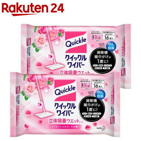 クイックルワイパー 立体吸着 ウエットシート エッセンシャルローズの香り(16枚入*2袋セット)【クイックルワイパー】