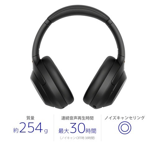 ソニー ワイヤレスノイズキャンセリングステレオヘッドセット WH-1000XM4 ブラック(1個)【SONY(ソニー)】 | 楽天24