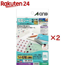 エーワン 写真シール インクジェット 丸型 20面 20×20mm 29604(12シート×2セット)【エーワン】