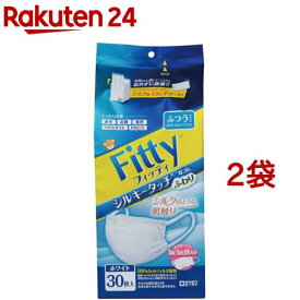 フィッティ シルキータッチ 耳ゴムふわり ケース付 ふつうサイズ ホワイト(30枚入*2袋セット)【フィッティ】